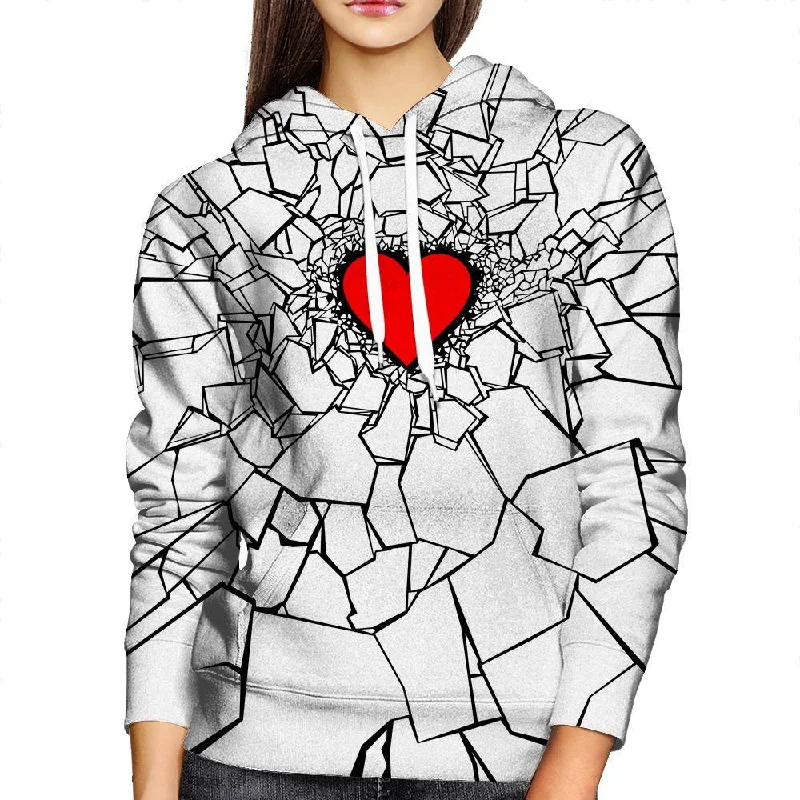 White Heartbreak Womens Hoodie Hoodie with Cropped Fit Short Trendy