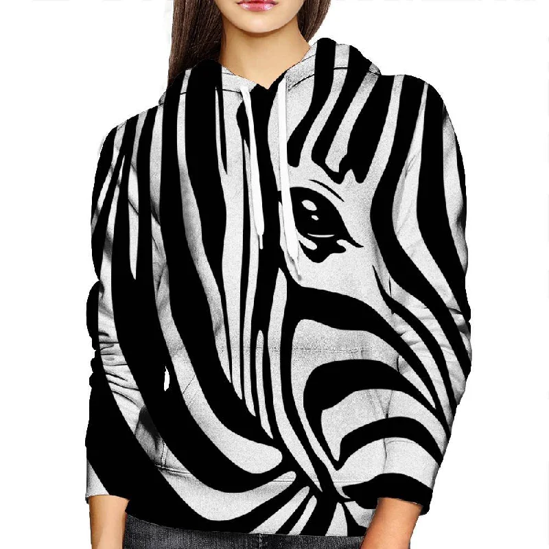Zebra Stripes Womens Hoodie Hoodie with Sequins Glamorous Eye-catching