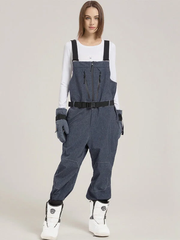 Women's GlacierGlow Insulated Bib Overalls Denim Pants Playful Floral Overalls