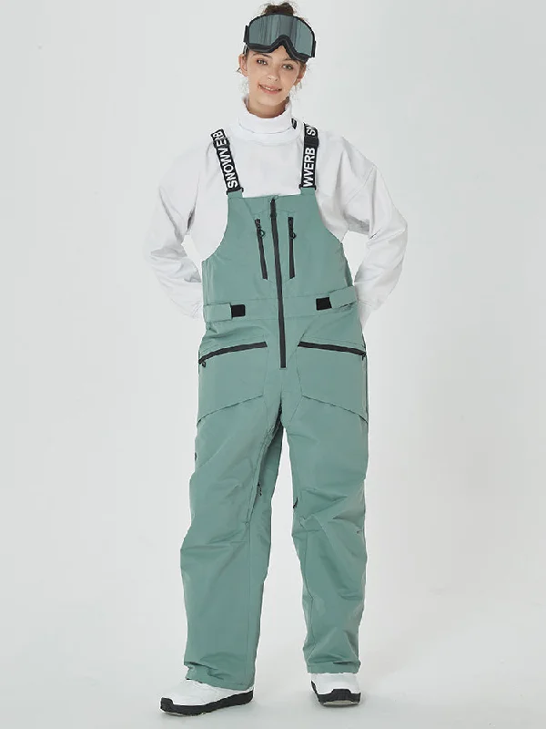 Women's Mountain Freerider Swag Cargo Snowboard Bib Overalls Baggy Snow Pants Chic Monochrome Overalls