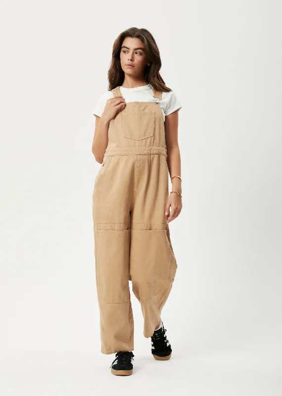 AFENDS Womens Sleepy Hollow Louis - Twill Baggy Overalls - Tan Minimalist Long Overalls AFENDS Womens Sleepy Hollow Louis - Twill Baggy Overalls - Tan Minimalist Long Overalls