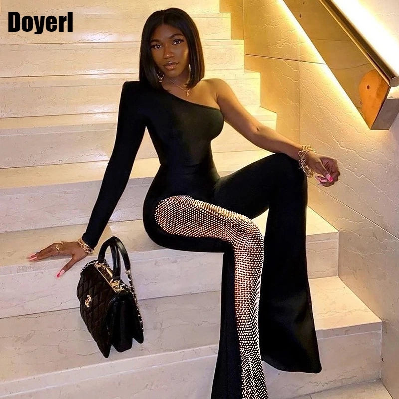 Black Sexy Womens Jumpsuit Elegant Evening Clubwear One Shoulder Jumpsuit Pants Mesh Romper One Piece Overalls for Women Party Paperbag Waist Overalls Black Sexy Womens Jumpsuit Elegant Evening Clubwear One Shoulder Jumpsuit Pants Mesh Romper One Piece Overalls for Women Party Paperbag Waist Overalls