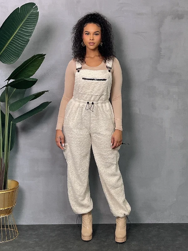 CR5672P-Fuzzy Fleece Overalls Soft Cotton Romper