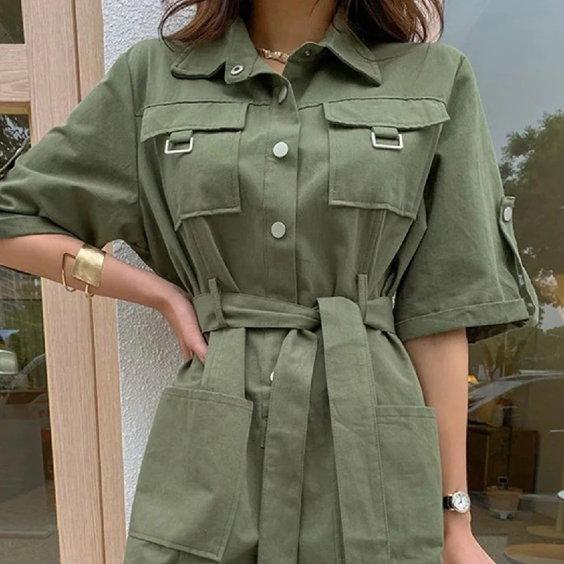 Jumpsuit With Belt Bodysuit Women Pockets Overalls for Women Romper Deep V-Neck Jumpsuit Jumpsuit With Belt Bodysuit Women Pockets Overalls for Women Romper Deep V-Neck Jumpsuit