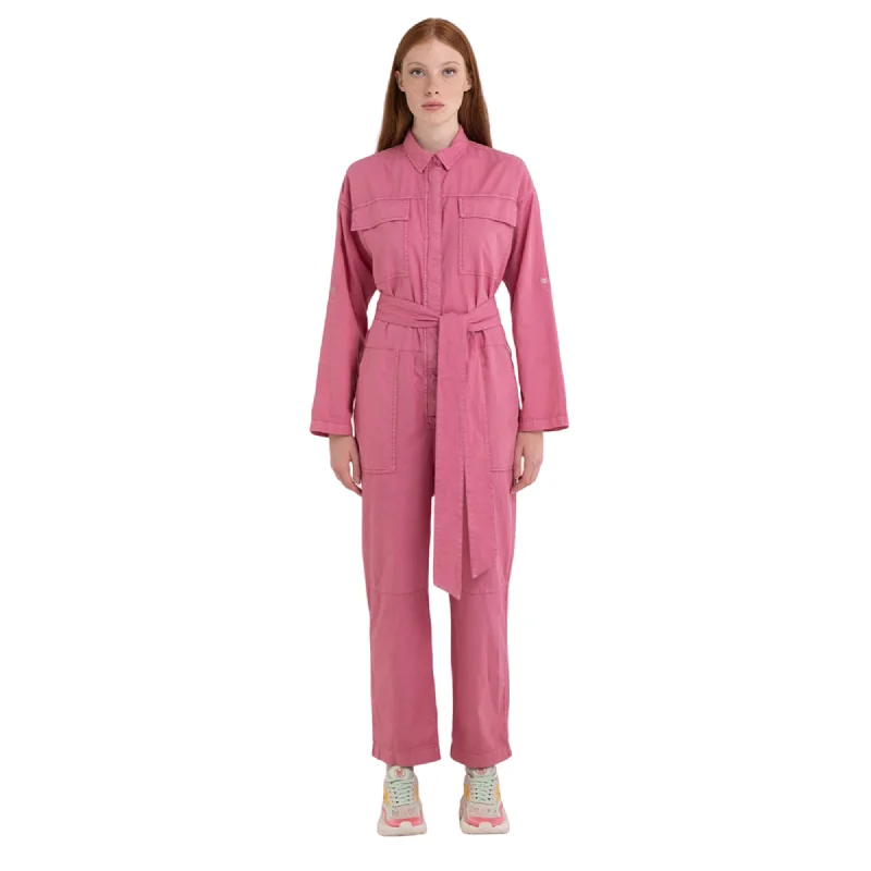 Replay Women's Denim Long Overalls with Pockets Loose Relaxed Jumpsuit