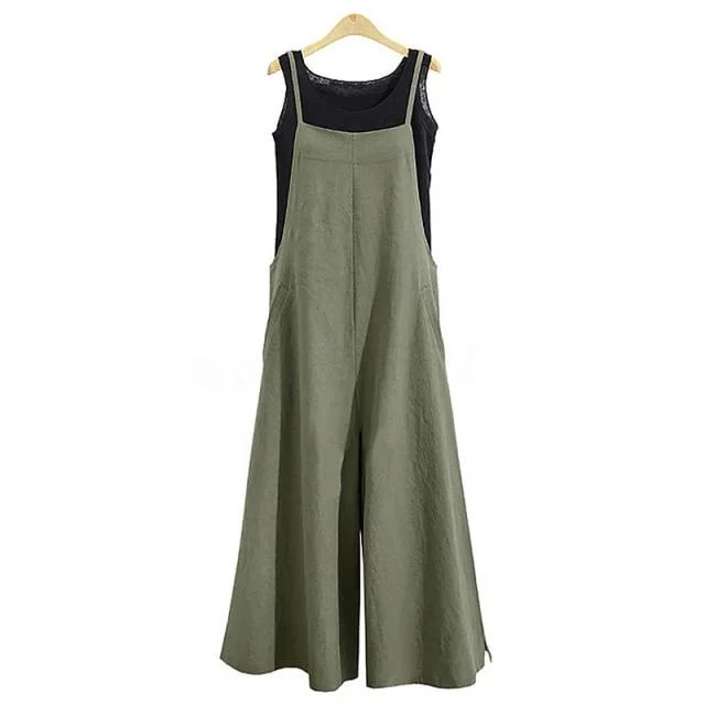 Women's Oversize Bib Trousers Wide Leg pants Overalls Jumpsuit Romper Comfy Travel Overalls