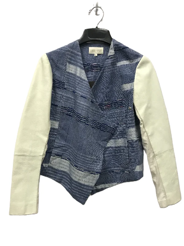 Blue & Cream Blazer Designer By Anthropologie, Size: M Women's Trendy Jacket