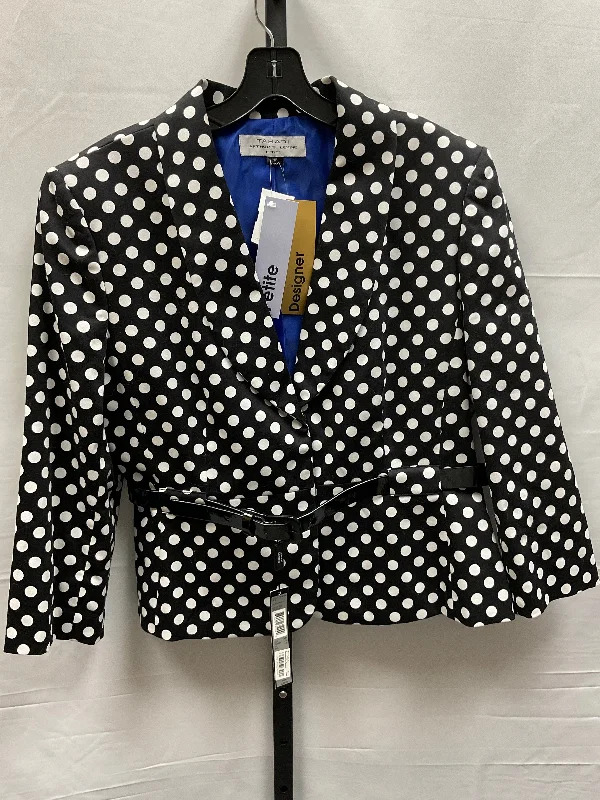 Polkadot Pattern Blazer Designer Tahari By Arthur Levine, Size Petite L Women's Travel Jacket
