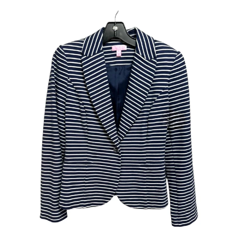 Leighton Blazer in True Navy Socializing Stripe Designer Lilly Pulitzer, Size S Women's Vintage Jacket