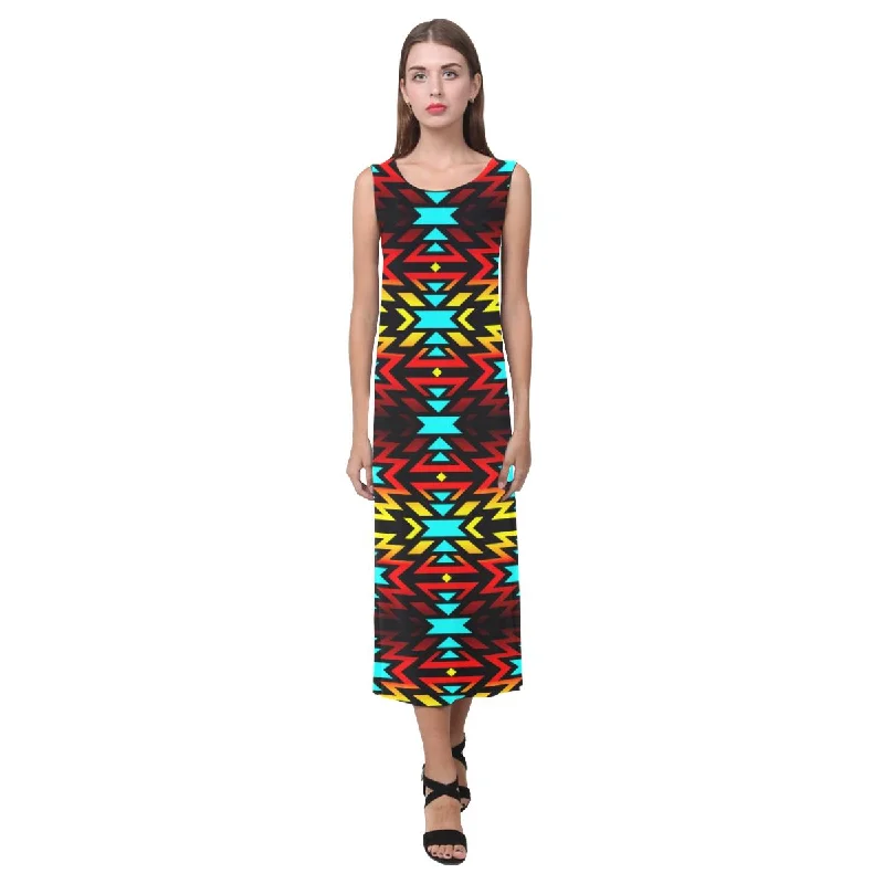 Black Fire and Sky Phaedra Sleeveless Open Fork Long Dress Bodycon Club Sequined
