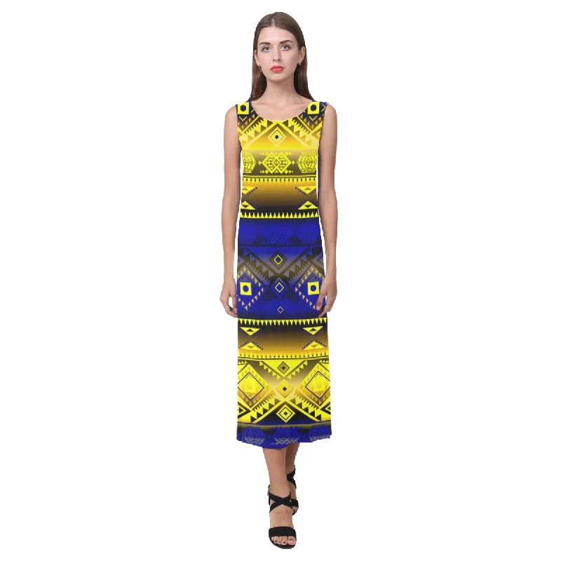 California Coast Afternoon Storm Phaedra Sleeveless Open Fork Long Dress Tunics Modern contemporary California Coast Afternoon Storm Phaedra Sleeveless Open Fork Long Dress Tunics Modern contemporary