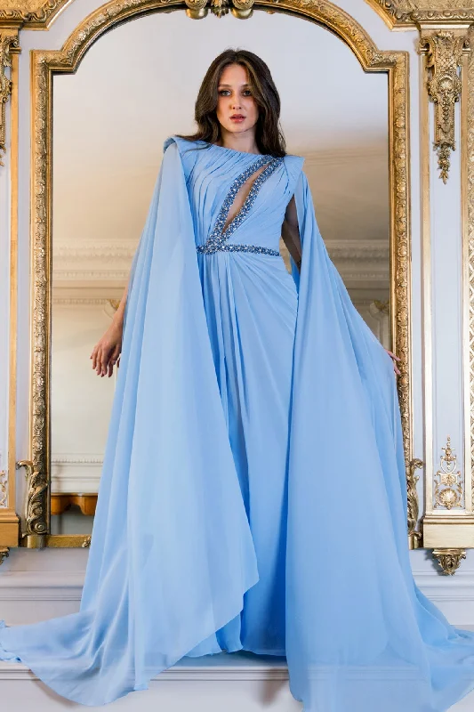 Cape sleeves crepe georgette gown Tunics Distressed trendy