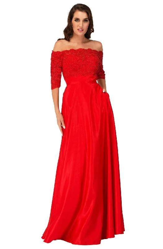 Cecilia Couture - 2143 Straight Across Scallop Long Dress Tunics Silk luxurious
