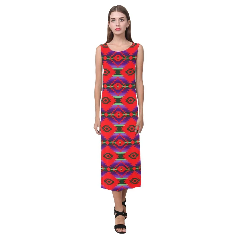 Cree Confederacy Chicken Dance Phaedra Sleeveless Open Fork Long Dress Tunics Running lightweight