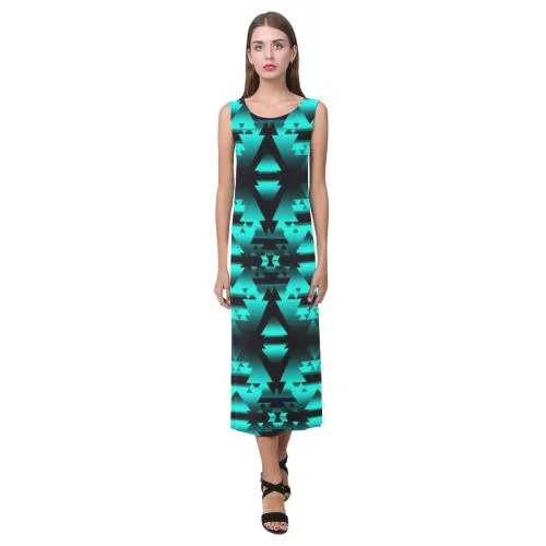 Dark-Deep Lake-Winter-Camp Phaedra Sleeveless Open Fork Long Dress Tunics Fashionable chic Dark-Deep Lake-Winter-Camp Phaedra Sleeveless Open Fork Long Dress Tunics Fashionable chic