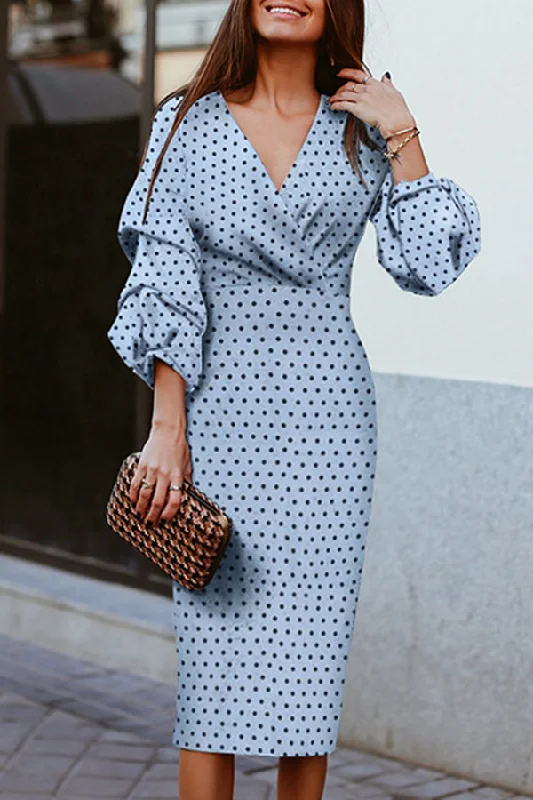 Fashion Elegant Polka Dot Split Joint Fold V Neck Waist Skirt Dresses Tunics Canvas sturdy Fashion Elegant Polka Dot Split Joint Fold V Neck Waist Skirt Dresses Tunics Canvas sturdy