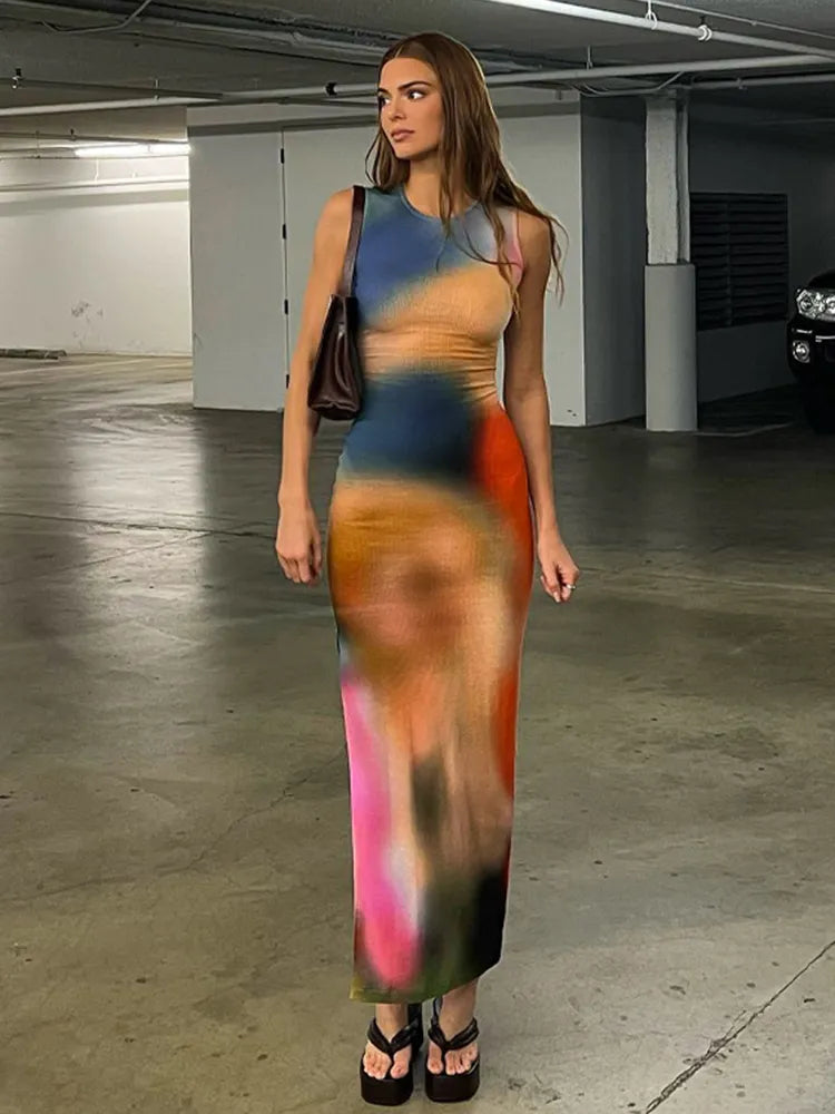 Hugcitar Tie Dye Print Ribbed Midi Dress For Women 2023 Summer Outfits Bodycon Side Slit Y2K Outfits Sexy Streetwear Long Dress Casual Short Summer Hugcitar Tie Dye Print Ribbed Midi Dress For Women 2023 Summer Outfits Bodycon Side Slit Y2K Outfits Sexy Streetwear Long Dress Casual Short Summer
