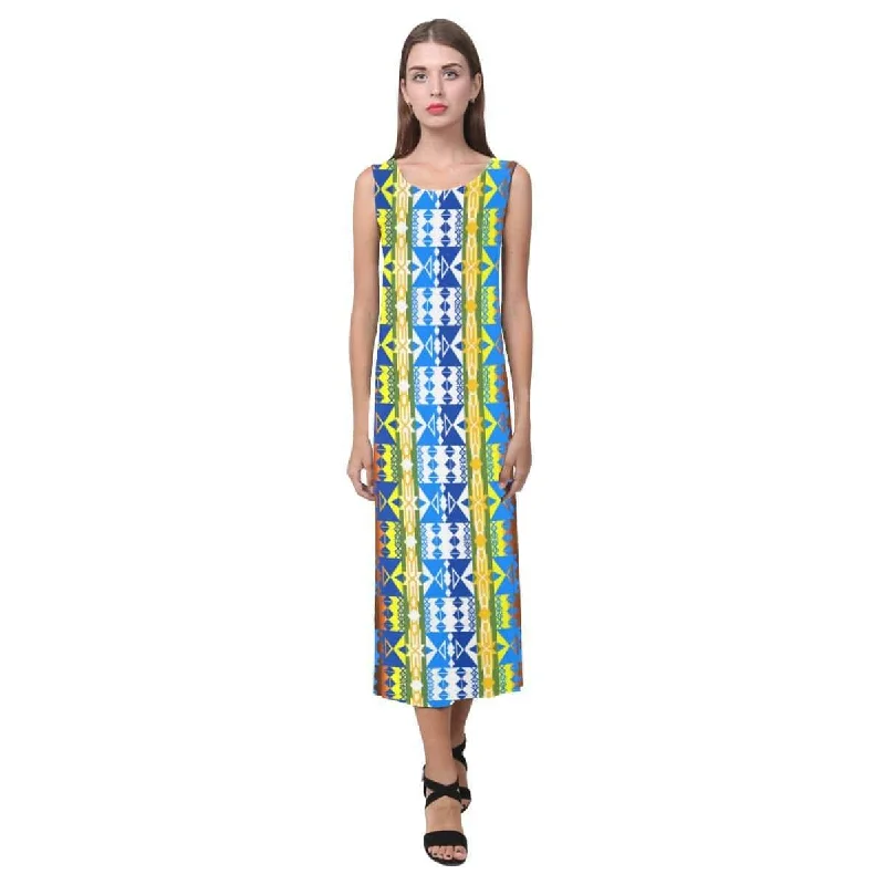Inside the Council Lodge Phaedra Sleeveless Open Fork Long Dress Tunics Silk luxurious Inside the Council Lodge Phaedra Sleeveless Open Fork Long Dress Tunics Silk luxurious
