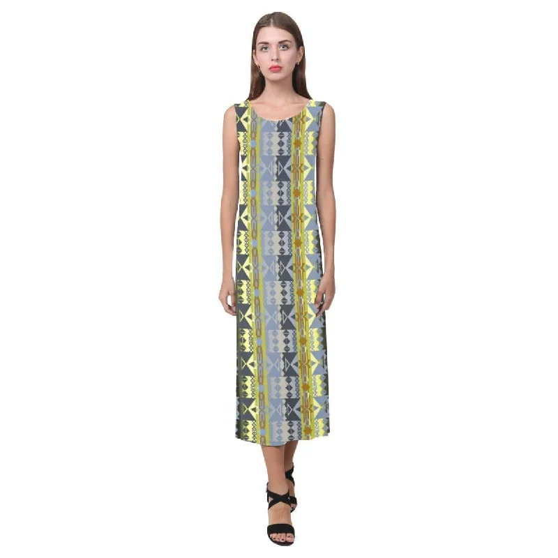 Inside the Deer Clan Lodge Phaedra Sleeveless Open Fork Long Dress Tunics Print Colorful Inside the Deer Clan Lodge Phaedra Sleeveless Open Fork Long Dress Tunics Print Colorful