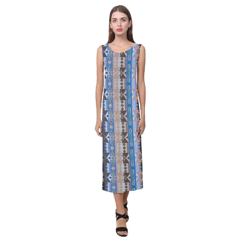 Inside the Paint Clan Lodge Phaedra Sleeveless Open Fork Long Dress Cowl Neckline Elegant Inside the Paint Clan Lodge Phaedra Sleeveless Open Fork Long Dress Cowl Neckline Elegant