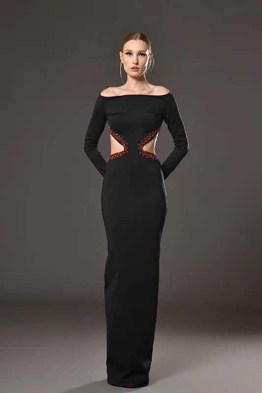 Jersey dress with embroidery on waist Tunics Stylish elegant