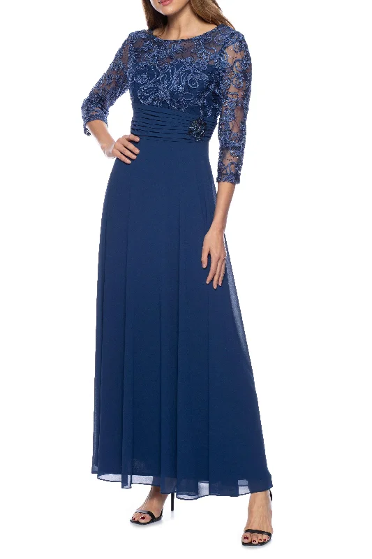 Marina boat neck embellished bodice 3/4sleeve zipper back embellished pleated waist chiffon gown Tunics Party sparkling Marina boat neck embellished bodice 3/4sleeve zipper back embellished pleated waist chiffon gown Tunics Party sparkling