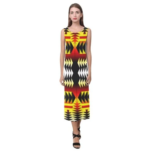 Medicine Wheel Strips Basketball Phaedra Sleeveless Open Fork Long Dress Tunics Sophisticated sleek Medicine Wheel Strips Basketball Phaedra Sleeveless Open Fork Long Dress Tunics Sophisticated sleek