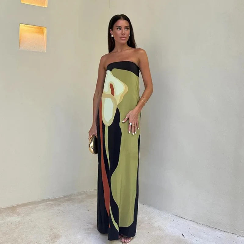 Sexy Strapless Backless Printed Long Dress Women Fashion Sleeveless Off Shoulder Vestidos 2024 Summer Lady Party Evening Robes Tunics Running lightweight Sexy Strapless Backless Printed Long Dress Women Fashion Sleeveless Off Shoulder Vestidos 2024 Summer Lady Party Evening Robes Tunics Running lightweight
