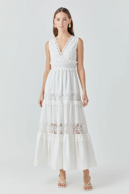 Sleeveless Lace Mixed Long Dress Tunics Top rated