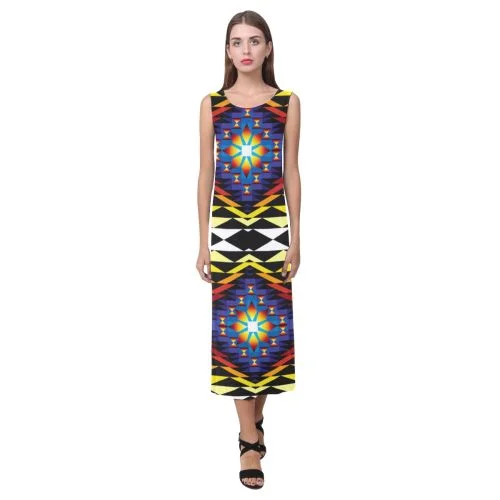 Sunset Blanket Phaedra Sleeveless Open Fork Long Dress Tunics Chic elegant