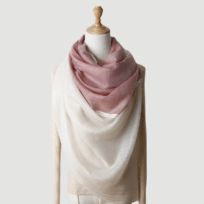 200s Multiple Colors Cashmere Shawl Wrap with Decorative Lines Stylish Knit Shawl Wrap