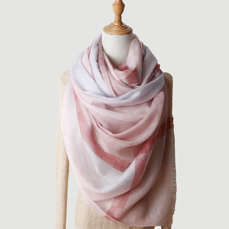 200S Plaid 100% Cashmere Shawl Wrap Chic Knitted Shawl Wrap