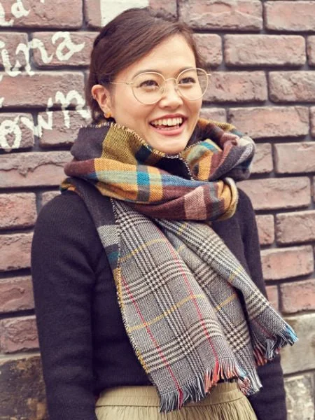Double Glen Plaid Shawl Soft Cashmere Shawl Poncho