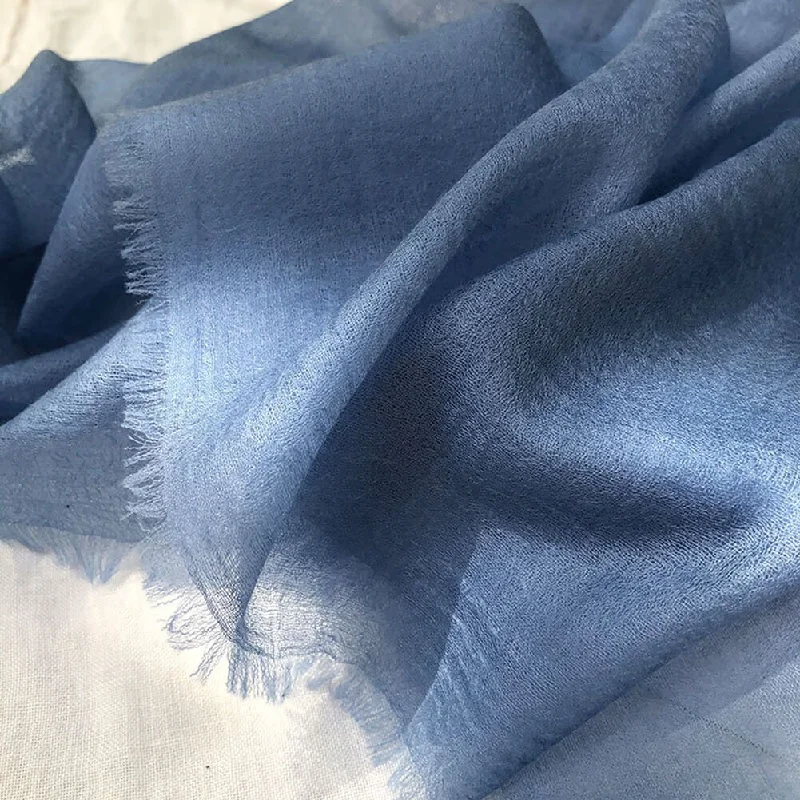 300S Blue Lightweight Cashmere Shawl Wrap Trendy Crochet Shawl Scarf