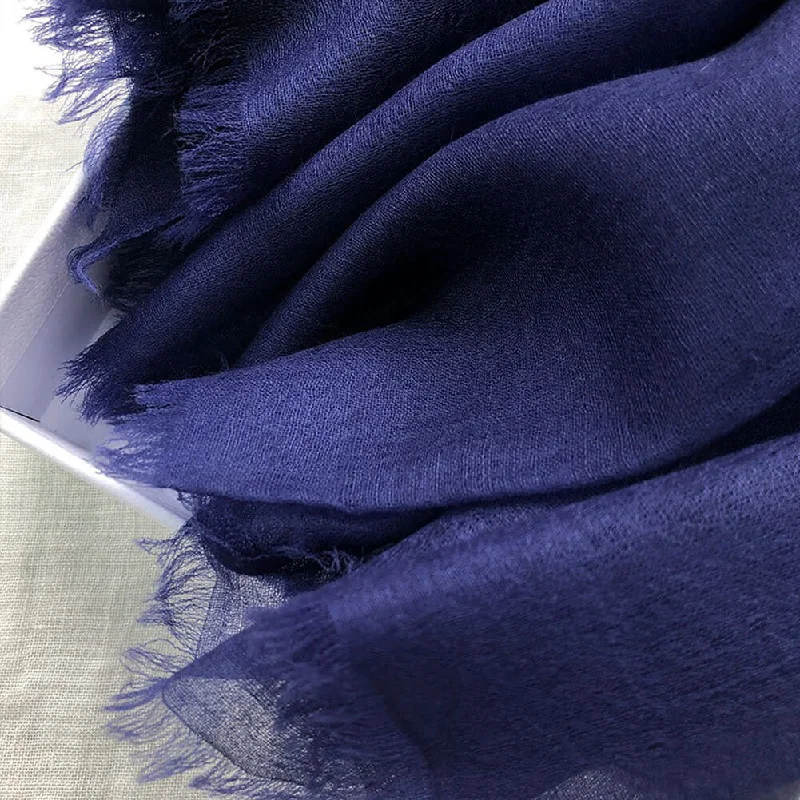 300S Navy Lightweight Cashmere Shawl Wrap Comfortable Knitted Shawl Wrap