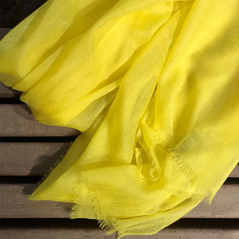 300S Yellow Lightweight Cashmere Shawl Wrap Fashionable Silk Shawl Wrap