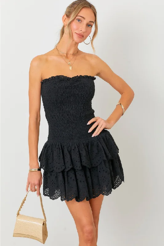 After Hours Ruffle Mini Dress -Black