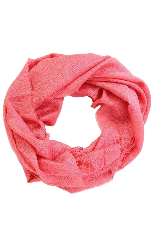 Alpaca wool and silk coral-pink shawl Cozy Wool Shawl Poncho