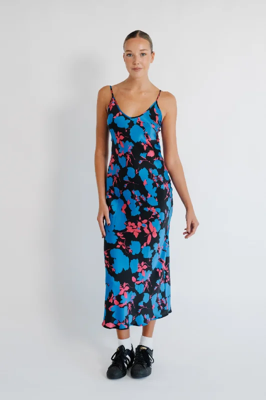 New York Long Dress | Neon Floral