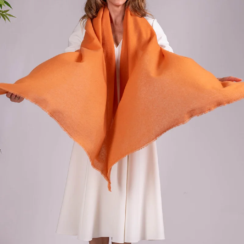 Apricot Orange Gossamer Cashmere Shawl Trendy Crochet Shawl Scarf