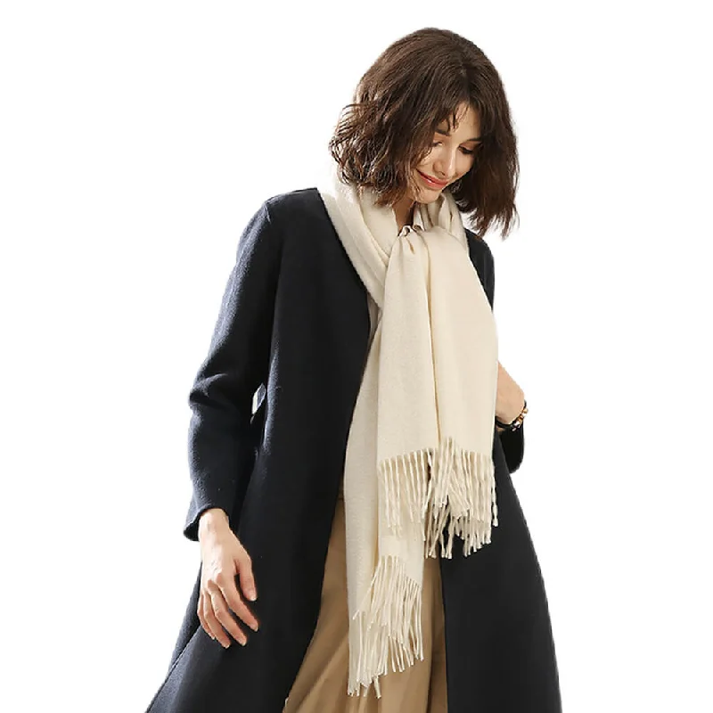 Beige Cashmere Water Ripple Fringe Shawl Comfortable Summer Shawl Wrap