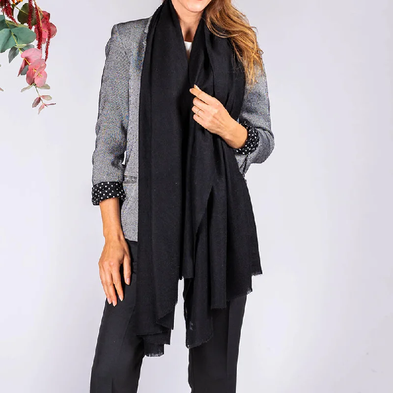 Classic Black Cashmere Shawl Trendy Knitted Shawl Wrap