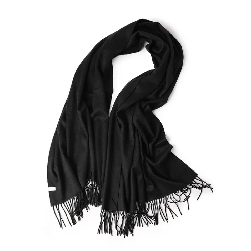 Black Cashmere Water Ripple Fringe Shawl Soft Cashmere Shawl Cape