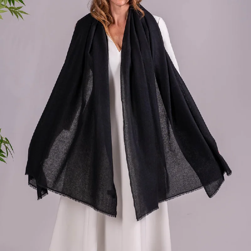 Sable Black Gossamer Cashmere Shawl Cozy Woolen Shawl Cape