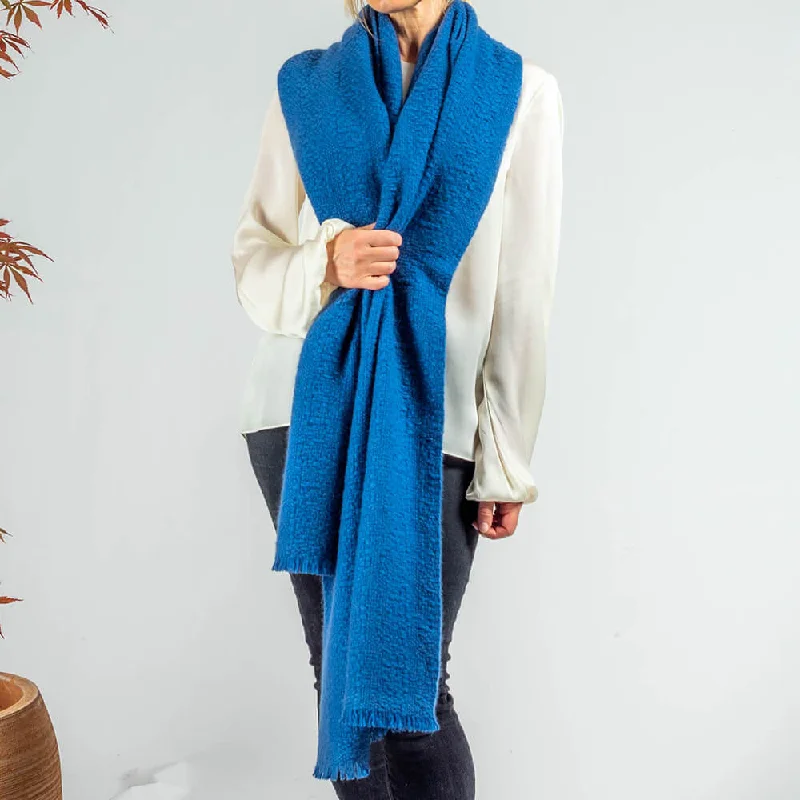 Super Luxe Celestial Blue Basket Weave Cashmere Shawl Soft Summer Shawl Wrap