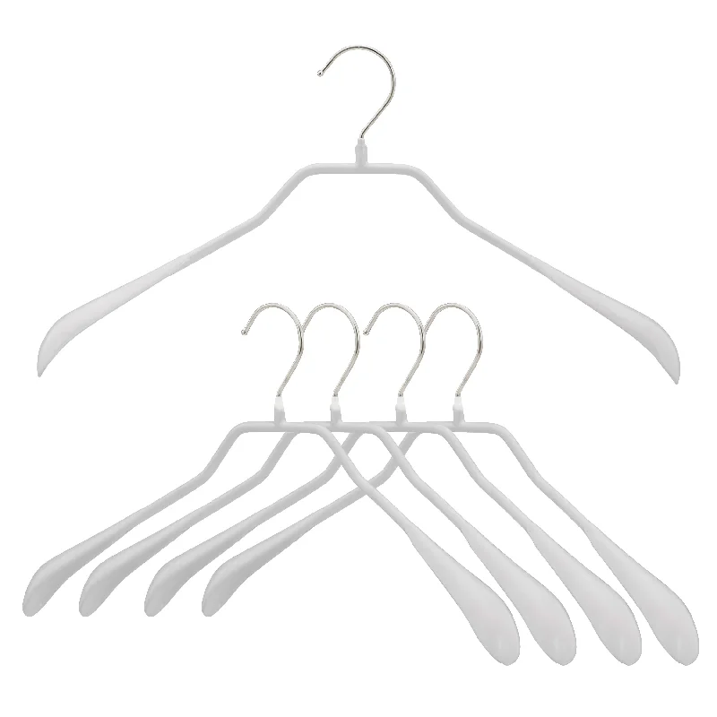 BodyForm Series- Steel Coated Hanger, Shoulder Support, Narrow, Model 38-L, White Stole Shawl Scarf