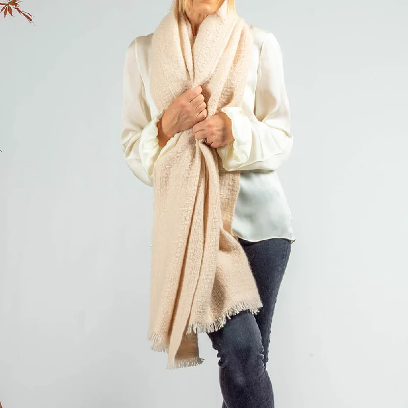 Super Luxe Cornish Cream Basket Weave Cashmere Shawl Warm Cashmere Shawl Scarf