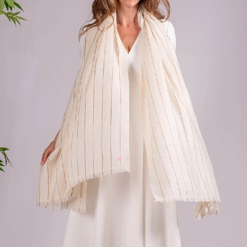 Cream and Taupe Pashmina Cashmere Shawl Trendy Oversized Shawl Cape