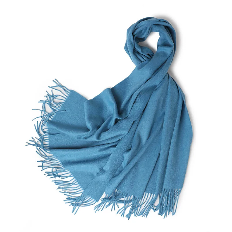 Cyan Cashmere Water Ripple Fringe Shawl Stylish Cashmere Shawl Cape