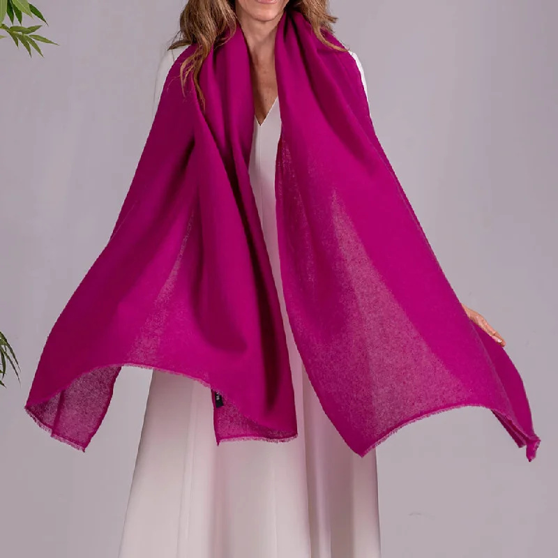 Deep Fuchsia Pink Gossamer Cashmere Shawl Soft Knit Shawl Poncho